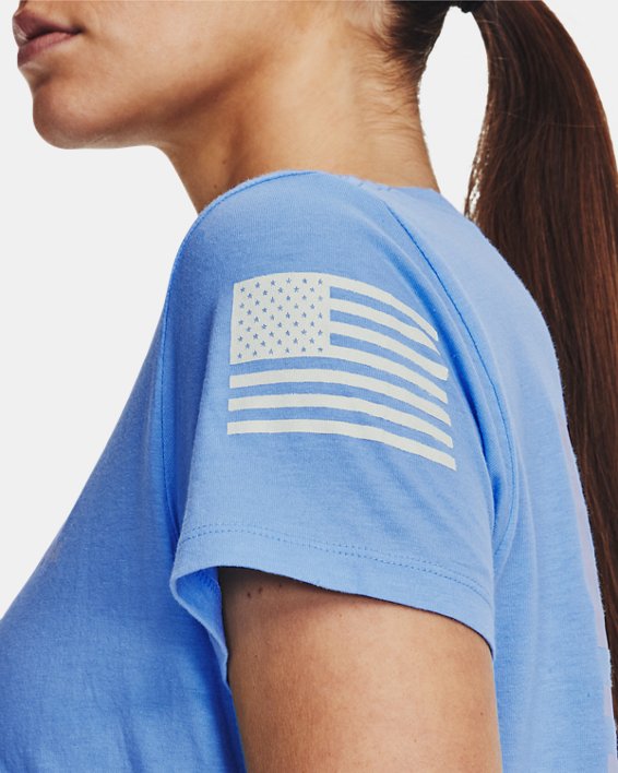 Women's UA Freedom Banner T-Shirt, Blue, pdpMainDesktop image number 3